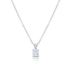 14kt White Gold Solitaire Pendant with 0.50 Cts Luxury Single Diamond Square Pendant Necklace, Modern White Gold Solitaire Necklace Luxury, Solitaire Diamond Pendant, White Gold Solitaire, Radiant Cut Diamond, Solitaire Diamond, Solitaire Pendant, Radiant Cut, American Express