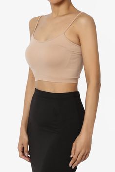 Impact each layered look with this cropped cami tank top. This seamless tank is given the perfect hint of femininity. A spaghetti strap crop camisole ideal for layering under sheer tops.Scoop neck spaghetti strap braletteSoft and stretch seamless fabric, No padded bra & Non wiredRibbed hem, great for everyday wearOne size fits most US 0~8Model size : 5'3" height, 34" bust, 24" waist, 34" hip, and is wearing a size One Size92% Nylon, 8% Spandex; Machine WashableMade in ChinaNOTICE: Before order, Sheer Tops, Layered Tank Top, Cropped Camisole, Strappy Bralette, Workout Yoga, Layering Tanks, Cropped Cami, Top Crop, Padded Bra