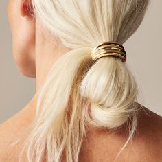 Ridged metal hair tie Hair Wrap Scarf, Tie For Women, Metal Hair, Metallic Hair, Gold Hair, Scrunchie Hairstyles, Hair Tie, Scarf Hairstyles, Jewelry Bags