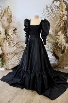 Ready to ship item, no need to waiting for production, can ship today! Description: Item Number #2177 Black Atmosphere Dress Organza Skirt Waist size - 24 in (61cm) Length - 45,3 in (115 cm)  Train 1 m  Color - Black   Crepe Bodysuit  Long sleeves  Bust circumference - 33-34,6 in (84-88 cm) Waist-  24 in (61cm) Hips - 35,4-36,6 in (90-93 cm) Color - Black  Please, keep in mind, measurements, noted in the listing, are of the READY MADE top, not body measurements (possible technical allowance on size about +-1-2 cm in main measurements). ALL READY TO SHIP ITEMS - https://www.etsy.com/shop/StylishBrideAtelier?ref=seller-platform-mcnav§ion_id=25371644 ALL OUR AMAZING PRODUCTS - https://www.etsy.com/shop/StylishBrideAtelier?ref=seller-platform-mcnav ✔ Handmade. Hand wash or dry clean only. © ST Black Organza Dress, Dress Organza, Organza Skirt, Organza Dress, Eren Jaeger, Womens Skirts, Puffed Sleeves, Body Measurements, Waist Size