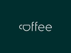 the word coffee written in white on a dark green background