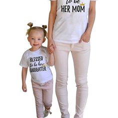 Epic Tees Blessed To Be Her Mom & Daughter Matching Shirts Mom Shirt Is Large Daughter Shirt Is 2t Nwot Open To All Offers White Short Sleeve Tops For Family Matching, Matching White T-shirt For Summer, Summer Matching White T-shirt, Summer Matching Style White T-shirt, Matching Letter Print Cotton Top, Matching Cotton Tops With Letter Print, White T-shirt With Letter Print, White Family Matching Tops For Spring, Mom And Daughter Shirts