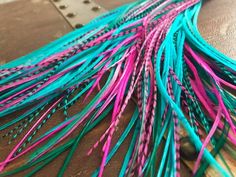 Feather Hair Extensions Pink Teal Turquoise Sold and Grizzly | Etsy Mermaid Colors, Hair Feathers, Feather Extensions, Teal Hair, Turquoise Hair, Top Hairstyles, Mermaid Coloring