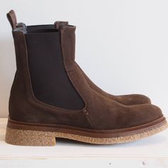 All The Comfort We Know And Love From All Black, And All The Value, But These Classic Chelsea Boots Are Made In Italy. Beautiful Dark Brown Suede With A Dark Brown Elastic Gusset, And These Sit On A Gum Sole To Lend A Sporty Edge. Whole Sizes Only, We Find This Style Runs A Bit Big - Perfect For Those Of Us Who Want To Wear A Thick Sock. Half Sizes Should Size Up Or Down Depending On Their Preference. Italy Beautiful, All Black Shoes, Thick Socks, Brown Suede, Brown Color, All Black, Chelsea Boots, Bootie Boots, Gum