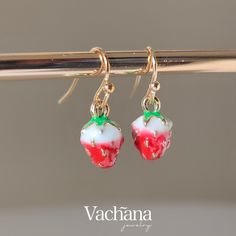 ~ Welcome to Vachana Jewellery ~ ✧ See our shop announcement for promotions, new product & updates ✧       ------------------------------------- ✧ All of our jewellery items are nickel, cadmium and lead free ✧      ------------------------------------- ✿ Product Description ✿ - Hooks: 18k gold plated on brass - Strawberry charms: made of enamel       ------------------------------------- ✿ Packaging ✿ - Vachana brand packaging       ------------------------------------- ✿ Delivery ✿ - Same or ne Summer Gift Dangle Clip-on Earrings, Summer Dangle Clip-on Earrings As A Gift, Summer Gift Drop Clip-on Earrings, Summer Clip-on Drop Earrings As Gift, Kawaii Strawberry, Strawberry Charm, Free Product, Etsy Earrings Dangle, Brand Packaging