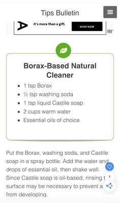 a bottle of borax - based natural cleaner on the app store's website