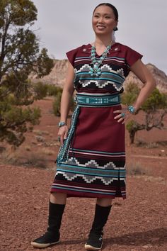 Rug Dress Pendelton Dress, Navajo Skirts, Native American Clothing Traditional, Navajo Rug Dress, Navajo Dresses, Cherokee Tear Dress, Mountain Warrior, Navajo Fashion, Navajo Clothing