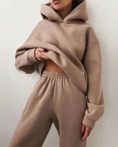 Lasaky - Long Sleeve Hooded Top and Pocket Pants Set Celana Fashion, Sweat Sets, Sweat Set, Effortlessly Chic Outfits, England Fashion, Estilo Chic, Sweat Hoodie, Winter Hoodies, Tracksuit Set