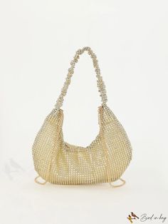 BirdinBag - Flawlessly Embellished Hobo Bag Gold Hobo Shoulder Bag For Party, Glamorous Tote Shoulder Bag For Everyday Use, Chic Rhinestone Bags For Shopping, Glamorous Everyday Use Tote Bag, Glamorous Everyday Use Shoulder Bag, Embellished Everyday Pouch Bag, Embellished Tote Shoulder Bag For Evening, Embellished Pouch Bag For Everyday Use, Embellished Evening Tote Shoulder Bag