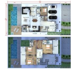 two floor plans showing the living room and bedroom areas