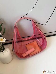 Bird in Bag - Waterproof Pink PVC Fashionable Zippered Hobo Bag, Clear Pink Pvc, Dome Bag, Bird In Bag, Bag Bag, Hobo Bag, Hot Pink, Zipper, Pink, Pattern