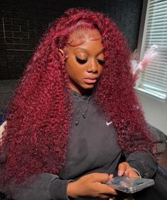 Vacay Hairstyles, Burgundy Red Hair, Burgundy Wig, Valentines Hairstyles, Wig Installs, Styles Wigs, Low Ponytail Hairstyles, Black Hair Video