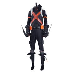 Boku no Hero Academia: World Heroes Mission Katsuki Bakugou Cosplay Costume 
 Anime:  Boku no Hero Academia 
 
 Character: Katsuki Bakugou 
 Material: Elastic Knitted Fabric + EVA + Faux Leather + Twill Fabrics 
 Package included: Bag + Belt + Prop*2 + Gloves + Knee Guard*2 + Leglet*2 + Mask + Pants + Socks + Waist Decoration*6