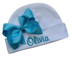 PRICES MAY VARY. Wonderful Keepsake for Baby Girl! The name of your choice custom embroidered on this cotton hat. Please NOTE: Hand Wash Only - Do not Machine Wash Recommended Ages: Newborn - 3 months. Each Hat is meticulously and proudly Embroidered in the USA by Funny Girl Designs 12 character limit recommended. Available characters 0-9 / A-Z / !, @, #, &, %, $ Wonderful Keepsake for Baby Girl and mom to be! Recommended Ages: Newborn - 3 months. Each Hat is meticulously and proudly Embroidered Baby Girl And Mom, Funny Girl, Mom To Be, Cotton Hat, Pink Hat, White Hat, White Bow