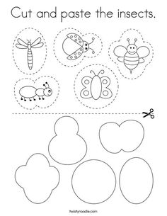 cut and paste the insects worksheet for kids to learn how to make their own pictures