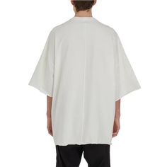 Rick Owens Mainline Jumbo Tommy Shirt Designer's ID: RU01D3283-BA Rick Owens Mainline Tommy Oversized t-shirt, coming of the SS24 LUXOR Collection, featuring a jumbo oversized fit, a rounded neck, in a smooth white cotton material. Color: White Composition: 100% Cotton Made in ITALY White Relaxed Fit Half Sleeve T-shirt, Oversized Cotton Shirt With Half Sleeves, White Drop Shoulder Tops For Summer, White Drop Shoulder Summer Tops, Relaxed Fit Half Sleeve Tops For Streetwear, Relaxed Fit Short Sleeve Top For Streetwear, Oversized Half Sleeve Cotton Tops, White Relaxed Fit Half Sleeve Top, White Relaxed Fit Top With Half Sleeves