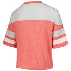 Give your young Ohio State Buckeyes fan a spirited means of showcasing their ever-growing love for their favorites by snagging this Sunday Funday Jersey T-shirt. It features an instantly recognizable Ohio State Buckeyes graphic printed on the torso along with two-toned team colors on stylish burnout fabric for a look that's equally cute and fun. The sleeve stripes finish off the look of this bold top, while the rounded hem ensures it rests comfortably where it matters.Give your young Ohio State Collegiate Pink Crew Neck Top, Pink Collegiate Cotton Tops, Collegiate Pink Short Sleeve Tops, Casual Pink Tops For Fan Merchandise, Pink Team Spirit Tops For Fan Gear, Pink Tops Team Spirit Fan Gear, Pink Tops For Fan Gear With Team Spirit, Red Crew Neck Sports Fan Top, Collegiate Pink Tops With Graphic Print