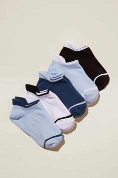 KIDS 5PK ANKLE ACTIVE SOCKS Comfortable Blue No-show Socks, Blue Non-slip Sporty Socks, Sporty Non-slip Blue Socks, Blue Anti-odor Sporty Socks, Sporty Blue Running Socks, Blue Anti-odor Socks For Running, Blue Anti-odor Running Socks, Casual Blue Running Socks, Blue Stretch Sporty Socks