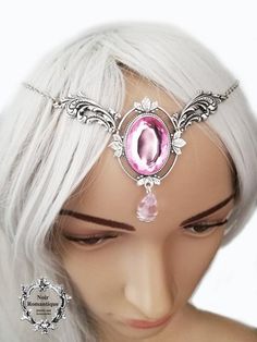 A romantic fairy style necklace that can also be worn as a circlet made of high quality silver parts holding a rose or turquoise czech glass gem 18x25mm, choose colour! Holding A Rose, Victorian Gothic Jewelry, Fairy Style, Gothic Necklace, Gothic Rings, Crystal Necklaces, Fairy Fashion, Glass Gems, Victorian Jewelry