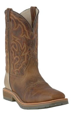 Double H Men's ICE Collection Distressed Folklore Brown Square Steel Toe Roper Work Boot | Cavender's Brown Square, Work Boot, Work Boots, Leather Heels, Tan Leather, Brown Leather, Square, Boots, Heels