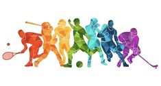 colorful silhouettes of different people playing tennis