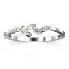 a white gold ring with diamonds on it