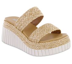 Dress up your look with this slip-on sandal sporting a stacked wedge sole and an ergonomic footbed for confident stepping. From MIA. Slip On Wedge Sandals, Mia Shoes, Platform Wedge Heels, Casual Date, Platform Wedges, 8 M, Women's Sandals, Slide Sandals, Platform Sandals