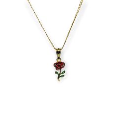 Description:Our Classic Rose Necklace is a perfect everyday piece. Can be worn alone or layered with other necklaces. “Roses do not bloom hurriedly; for beauty, like any masterpiece, takes time to blossom.” MeasurementsChain: 18 in Material:Gold plated Stainless Steel Rose Necklaces For Valentine's Day, Dainty Rose Necklace With Delicate Chain, Elegant Rose Red Necklace For Mother's Day, Elegant Rose Red Necklace With Rose Design, Rose Red Flower Necklaces With Rose Design, Rose Necklace With Flower Pendant Design, Red Rose Design Jewelry For Mother's Day, Red Flower Pendant Jewelry With Rose Design, Red Roses Necklaces For Gift