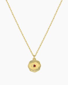 Our Birthstone Coin Necklace is the perfect way to add personal meaning to your necklace layer. Crafted with colorful stones and a gold-plated finish, you can choose your birthstone or favorite color for a unique and stylish look. A great gift for yourself or someone special. Birthstone Coin Necklace in Gold/Garnet Red - January, Women's by gorjana Earrings Stacking, Colorful Stones, Garnet Red, Pearl Collection, 14k Gold Necklace, Mix Style, Gold Necklaces, Garnet Gemstone, Coin Necklace