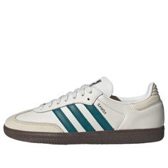 (WMNS) adidas Samba OG 'Cloud White Legacy Teal' IG1963 White Sneakers With Gum Sole For Outdoor Activities, White Adidas Sneakers For Outdoor Activities, Samba Shoe, Samba Shoes, Teal Accents, Adidas Samba Og, Limited Edition Sneakers, Cloud White, Modern Vibe