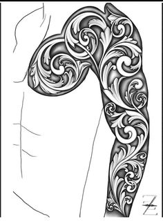 an arm tattoo design with swirls on it