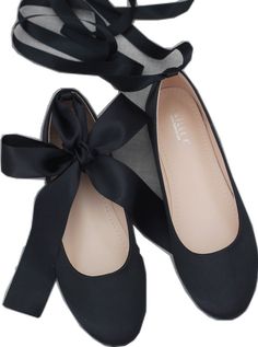 Spring Ballet Flats With Laces And Round Toe, Elegant Lace-up Ballet Flats, Elegant Lace-up Ballet Flats For Party, Chic Round Toe Flats With Laces, Chic Black Spring Wedding Shoes, Elegant Lace-up Party Flats, Black Wedding Shoes For Spring, Elegant Black Ankle Strap Ballet Flats, Elegant Flats With Laces And Round Toe