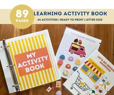 the learning activity book is open and ready to be used for children's activities