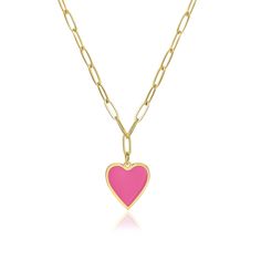 PRICES MAY VARY. Design: This Heart Necklace is Consist of Trendy Paperclip Chain and Colorful Enamel, Cute&Preppy. You Can Wear It in Daily or Parties,Grab More Compliments and Brighten Your Day. Material:The Gold Heart Necklace is Made of High-Quality Stainless Steel,18k Gold Plated,Durable and Stable,Not Easliy Broke,Will Last You A Long Time. Adjustable Size:Length of Gold Paperclip Chain is 18 Inch+2 Inch Extension,and Lobster Clasp Can Cooperate Any Paperclip Link,That Means You Can Hook I Trendy Valentine's Day Pendant Chain Necklace, Trendy Pink Heart Charm Necklace, Cute Pink Heart Charm Necklace, Blackpink Necklace, Affordable Pink Heart Charm Necklace, Cute Pink Heart-shaped Charm Necklace, Preppy Necklaces, Gold Heart Necklace, Friend Necklaces