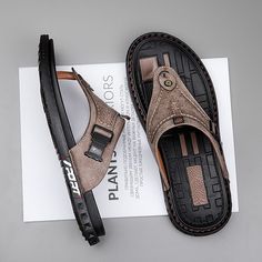 Category:Slippers  Flip-Flops,Sandals,Slippers; Upper Materials:Nappa Leather; Embellishment:Splicing,Hollow-out; Season:Summer; Gender:Men's; Activity:Walking; Toe Shape:Open Toe; Style:Beach,Casual; Outsole Materials:Rubber; Occasion:Home,Daily; Closure Type:Loafer; Function:Breathable; Pattern:Color Block,Solid Colored; Listing Date:04/18/2023; 2024 Trends:Flip-Flops,Leather Sandals,Fashion Sandals,Outdoor Slippers; Foot Length:; SizeChart1_ID:2:183836; Size chart date source:Provided by Supp Ankle Boots Men, Outdoor Slippers, Sandals Slippers, Men's Sandals, Flip Flop Slippers, 2024 Trends, Casual Slippers, Beach Home, Slipper Sandals