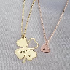 "Four leaf Clover Necklace Matcing couple name jewelry. Couple Necklace set best gift for bff, friends, men and wife, mom and child, mother of the bride gift from daughter * Handmade High quality 925 sterling silver unique handcraft for you * Free gift package * United States & Australia FAST shipping For US:2-4 days For AU:4-9 days CLICK to purchase (add your purchase): https://www.etsy.com/listing/1099341292/us-australia-fast-shipping-with-upsdhl?ref=listings_manager_grid TECHNICAL INFORMATION Personalized Rose Gold Charm Necklaces As Gift, Customized Charm Necklaces For Mom On Valentine's Day, Customized Charm Necklace For Mom On Valentine's Day, Customized Charm Necklace For Mom For Valentine's Day, Nameplate Heart Necklace For Mother's Day Gift, Personalized Heart Name Necklace Gift, Personalized Necklace For Mom Valentine's Day Gift, Personalized Heart-shaped Name Necklace Gift, Personalized Necklace For Mom On Valentine's Day