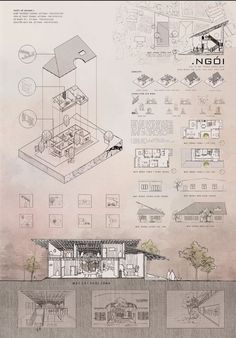 an architectural drawing shows the various parts of a house