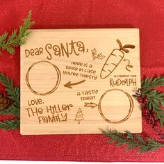 Dear Santa Milk and Cookies Christmas Board - Barn Street Designs Santa Milk And Cookies, Santa Board, Beer Can Holder, Christmas Board, Milk And Cookies, Cookies Christmas, Pink Poppies, Milk N Cookies, Natural Wood Finish