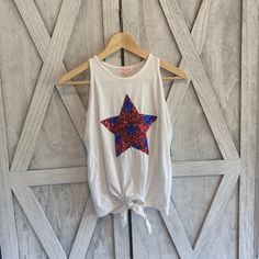 White Tank Top, Tie On Bottom, Sequin Red, White & Blue Star, Not Nwt But In Perfect Condition, Perfect For Fourth Of July, Memorial Day, And Anything! Girls Size Large (10/12). Fun Red Sleeveless Top, Red Star Print Top For Summer, Casual Red Tops With Star Print, Casual Red Top With Star Print, Casual Red Star Print Tops, White Patriotic Tops With Star Print, 4th Of July Red Star Print Tops, Patriotic Red Tops With Star Print, Soft-washed Cotton Top For 4th Of July