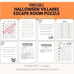 the printable halloween villain escape room puzzle is shown with instructions for each individual to use