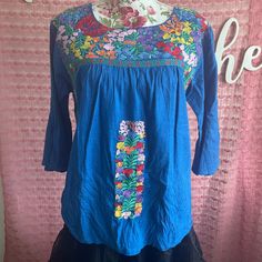 Never Worn. Nwot. Super Cute Classic Embroidered ‘70s Style Peasant Top. Great For Spring And Summer Wear! Brand: J.Marie Style: Peasant/Bell Sleeve Color: Blue With Floral Embroidery Size: S Cotton Fully Lined Flared/Bell Sleeves Measurements: L - 24” B- Up To 42” Bundle To Save! 15% Off When You Buy 2 Items Or More In My Closet. Blue Folk Top For Spring, Embroidered Blue Tops For Fall, Blue Folk Style Top For Spring, Blue Blouse With Geometric Embroidery For Spring, Blue Tops With Geometric Embroidery For Spring, Folk Style Blue Summer Tops, Blue Embroidered Tops For Fall, Blue Peasant Top With Floral Embroidery For Spring, Blue Casual Embroidered Top For Fall