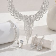 Women's Jewellery  Globally ✓ Request Custom Products of Your Choice ✓ Free Shipping ✓ Returns ✓ Shop Now - KafPoint Banquet Party, Wedding Banquet, Fashion Jewelry Sets, Custom Products, Tassel Earrings, Necklace Bracelet, Earring Necklace, Bracelet Set, Jewelry Set