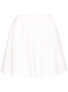 white organic cotton blend high-waisted pleated skirt scallop edge thigh-length flared hem Conscious: This product contains organic cotton where the cultivation and manufacturing process restricts the use of chemicals, eliminates pesticides or artificial fertilisers and incorporates methods that respect biodiversity, improve soil quality, and reduce water consumption. Learn more about what makes a product Conscious on our Conscious Criteria page Improve Soil Quality, High Waisted Pleated Skirt, Scallop Edge, Water Consumption, City Dress, Summer Beach Wear, Pesticides, Manufacturing Process, A Line Skirts