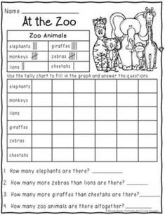 zoo animals worksheet for kids to help students learn how to read and write