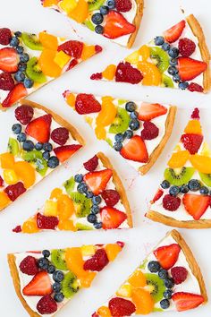 slices of fruit pizza arranged on top of each other