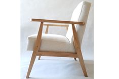 Oak Armchairs With Naturalupholstery linen and Cotton Armchair Inspired by the Mid Century Modern Style - Etsy UK Wingback Rocking Chair, Pink Armchair, Sitting Room Chairs, Vintage Bank, Transitional Furniture