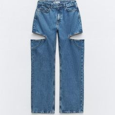 Five Pocket Jeans With A Mid Waist. Washed Effect. Straight Leg Pants With Side Cut Outs And Jewel Strip Appliqus. Front Zip And Metal Button Closure. Jewel Jeans, Zara Wide Leg Jeans, Dressy Jeans, Chic Clothing Style, Kick Flare Jeans, Ankle Length Jeans, Chic Clothing, High Waisted Shorts Denim, Women Denim Jeans