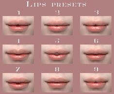 lips are shown with the numbers on each lip and how to put them in different positions