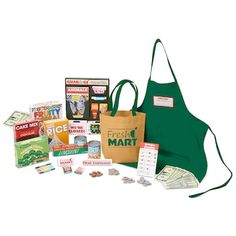 a grocery bag filled with money and other items