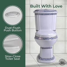 an image of a toilet with love written on the side and instructions for how to flush it